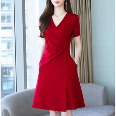 V넥 사선 랩 미니 원피스 230320 2XL 블랙