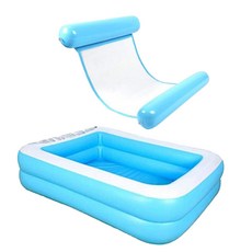 STK 해먹 의자 정원 뒷마당 물 장난감 베개 팽창식 수영장 부동, PVC, 블루 화이트