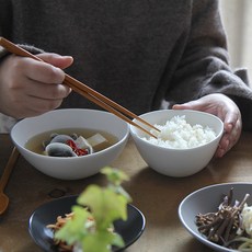 조약돌 한식 도자기 무광 밥그릇 국그릇 공기 대접세트, 화이트(공기 1P + 대접 1P), 1개