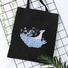 프랑스 자수 만들기 패키지 기초키트 DIY 핸드메이드 집콕 셀프 집순이, 블루 드림 사슴 캔버스 가방 [소재 패키지 + 20CM 모조 대나무 자수 스트레치]