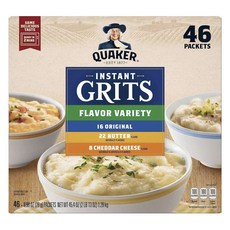 퀘이커 Instant Grits Flavor Variety Original 16개입 + Butter 22개입 Cheddar Cheese 8개입, 1.28kg, 1개