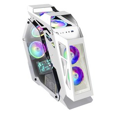 특이한 컴퓨터케이스 커스텀 PC 케이스 교체 본체 튜닝 데스크탑, 단일사이즈, 화이트, 1개