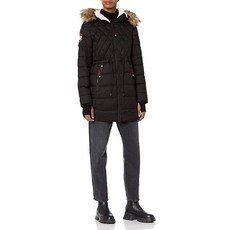 Canada Weather Gear 여성용 미드웨이트 롱 글레이셔 쉴드 재킷 블랙 미디엄 블랙.