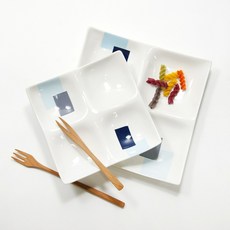 한국도자기 라인얼라이브 4칸 나눔접시 사절 네칸접시, 1개, 대형