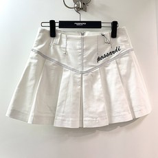 파사디골프 여성 P23SSK536M 데님 주름치마, 화이트, 1개