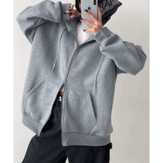 미에뜨랑 오드리 투웨이 오버핏 후드집업 (기모ver.), ONE COLOR, 그레이