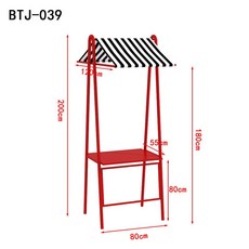 바퀴달린 진열대 행사 이동식가판대 플리마켓매대 야외, 길이 80cm 레드프레임+캔버스