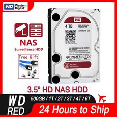 노트북하드디스크 HDD 오리지널 웨스턴 디지털 WD 레드 NAS 하드 디스크 드라이브 데스크탑용 내장 5400RPM SATA 6 Gbs 64MB 캐시 4TB 3.5 인치, 없음, 2) 2TB - wdred