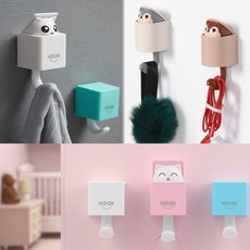 놀자리빙 숨바꼭질 고양이 다람쥐 후크 팝업후크 다용도걸이 행거 물건을 걸면 쑥, 1개, No.03 고양이 후크 핑크
