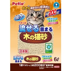 페티오 (Petio) 흐르는 굳어진 나무 고양이 모래 6L, 1개
