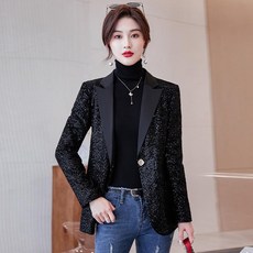 FANSYLI 여성 봄가을 스팽글라스 정장 코트 공연복 W2T2