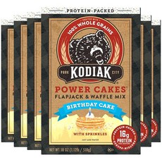 Kodiak Cakes Power 단백질 팬케이크 믹스 & 와플 - 100% 통곡물 블루베리6팩 188778, 510g, 6개