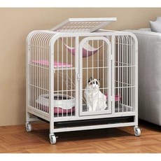 고양이 철장 격리장 철제 울타리 견사 고양이장 크롬 격리 휀스 대형견 강아지 집, 1개, 17. 대형 화이트 71x55x95cm 세트2