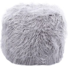 Best Home Fashion 최고의 홈 패션 아이보리 인조 모피 티베트 양고기 푸프 18"x18"x18", Lamb-grey