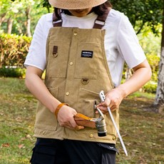 아웃도어 투웨이 캔버스 조끼앞치마 캠핑 수납 짧은 앞치마, 탄베이지, 1개