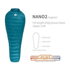 나노 거위 침낭 슬리핑 백 캠핑 하이킹, 2.NANO2-Regular, 1개