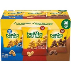 [미국직배송]벨비타 브랙퍼스트 비스킷 스낵팩 버라이어티팩 belVita Bites Breakfast Biscuits 36개, 28g