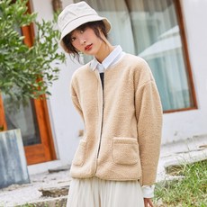 데이프릴 여성용 푸들 뽀글이 후리스 집업 자켓