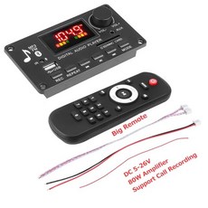 컬러 스크린 DC 5V-26V MP3 플레이어 디코더 보드 80W 증폭기 통화 녹음 BT 자동차 FM 라디오 모듈 지원 TF USB AUX 3.5 WAV, 큰 원격, 하나