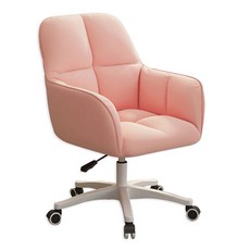 예쁜 등받이 회전 화장대 책상 의자 인테리어의자, 핑크 (흰색 의자 다리),