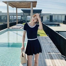others 2 종 세트 원피스 수영복 블라우스 보수 배 를 가 리 는 여자 점프 수 트 블랙 M, 상세페이지 참조