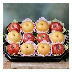 [햇살아름] 당도선별! 팔각 사과 배 혼합선물세트5.7kg이상(사과6개 배6개/특품)보자기포장, 상세 설명 참조
