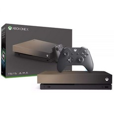 Microsoft Xbox One X Gold Rush Limited Edition 무선 컨트롤러 포함 1TB 콘솔 된 네이티브 4K 게임 Ultra HDR 리퍼 비디오, 1개