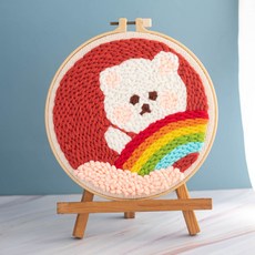 러시아 스탬프 핸드메이드 DIY 펀치니들 펀칭 프랑스자수 세트, [무지개곰돌이] 자수틀+가위, 유니콘 스탬프개