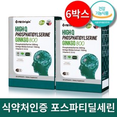 뇌영양제 포스파티딜세린 식약청인증 두뇌건강 하이큐 징코 1200 6박스 30캡슐, 36g, 6개