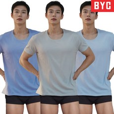 BYC 남자 순면 단색 컬러 부드러운 반팔런닝 3매