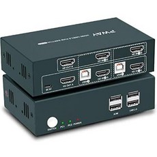PWAY Dual Monitor KVM Switch HDMI 2 Port Box 4K@30Hz & USB 2.0 Hub S, 상세내용참조
