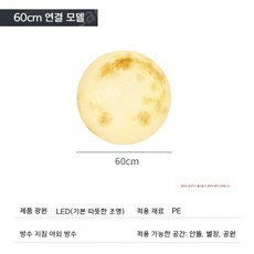 달 조형물 모형 조명 야외 무드등 LED 장식, 직경 60cm - 전원 연결형