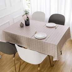 티타비 고급 PEVA 방수 식탁보, 137 x 180cm, 브라운
