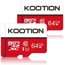 64GB Micro SD 카드 2 팩 Ultra Micro SDXC 메모리 U1 카드 클래스 10 Micro SD 카드 64GB 고속 TF 카드, 단일상품