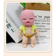 걸스코코 복면복싱선수 감압 장난감 얼굴을 가린 도둑 베이비돌 인형, 핑크, 1개