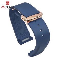 손목시계줄 남성용 방수 고무 스트랩 20mm 오메가 씨마스터 300 스피드마스터 커브 엔드 폴딩 버클 문 워치용 교체 시계 밴드