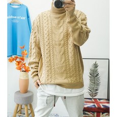 남자 겨울필수템 따뜻하게 빅사이즈폴라 꽈배기 폴라니트 4XL