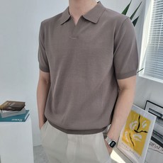 [당일출고] 시원한 여름 반팔 니트 카라 티셔츠 남자 니트