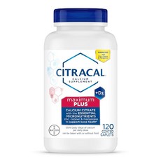 Citracal Maximum Plus 고가용성 쉽게 소화되는 구연산 칼슘 630mg 및 1000 IU 비타민 D3 영양제 성인용 캡슐 120개입, Citracal Maximum Plus, 고가용성, 쉽, 1개