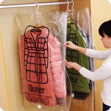 테두리 접이식 옷걸이용 투명 셔츠 가정용 보관 밀폐 정리함 압축 코트 진공 가방 파우치, 67cm x 90cm, 1개, 1개입
