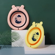 [해외 직송]뉴타임즈7 유아세면대 유아목욕 욕실용품 초생아대야 얼굴 큰대야 큰대 세안 접는 아기 쥐 아기 캐릭터 달기 XZ34 A21, 1조, 01 투피스