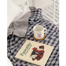 엘더베리 체크 순면거즈 양면 블랭킷&파우치 세트 2color