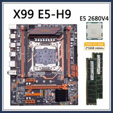 X99 E5-H9 마더보드 세트 프로세서 LGA 2011-3 E5 2680 V4 키트 216GB 32GB 2400MHz DDR4 ECC RAM SATA 3.0 Nvme M.2, 01 CHINA_01 마더 보드 + CPU + RAM, 01 CHINA_01 마더 보드 + CPU + RAM