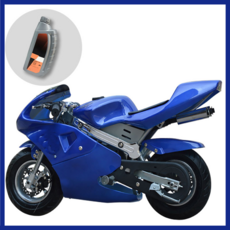포켓 미니 바이크 49cc 오토바이 고성능 클래식 소형 산악 모터 싸이클 가솔린 산악용, 블루