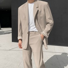 블 정장 남성 세트 미니 루즈핏 트렌디 고급스러운 코트 봄가을
