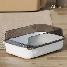반폐쇄 고양이 쓰레기통 변기 플라스틱 청소 스쿠프 애완 동물 초, 1개, 3.White