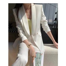 (S-3XL)하이엔드 진주 펄단추 화이트 정장투피스 세트