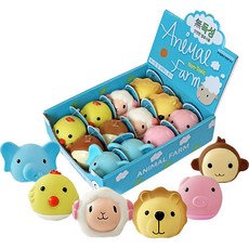  펫투유 우쭈쭈 애니멀 팜 라텍스 토이[특가할인1BOX(12개)], 돼지/병아리/사자/양/원숭이/코끼리, 1box 