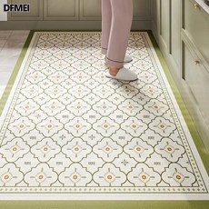 북유럽 가죽 주방 매트 심플 스크럽 워셔 발판 가정용 커팅 가능 방수 오일 미끄럼 방지 매트, 녹색, 60*90cm(가죽)