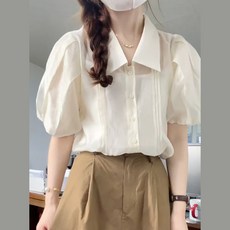 퍼프블라우스
 여성 퍼프소매 반팔 셔츠 블라우스